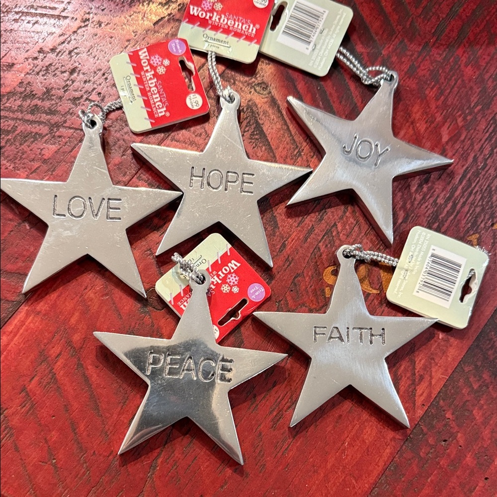 Silver Inspirational Star Ornament Set